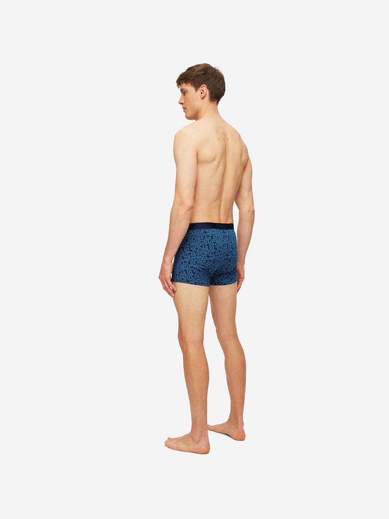 Men's Boxer Briefs Geometric Pima Cotton Stretch Navy - 4