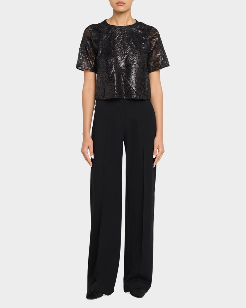 AKRIS Lacquered Sea Fan Lace Boxy Short-Sleeve Top outlook