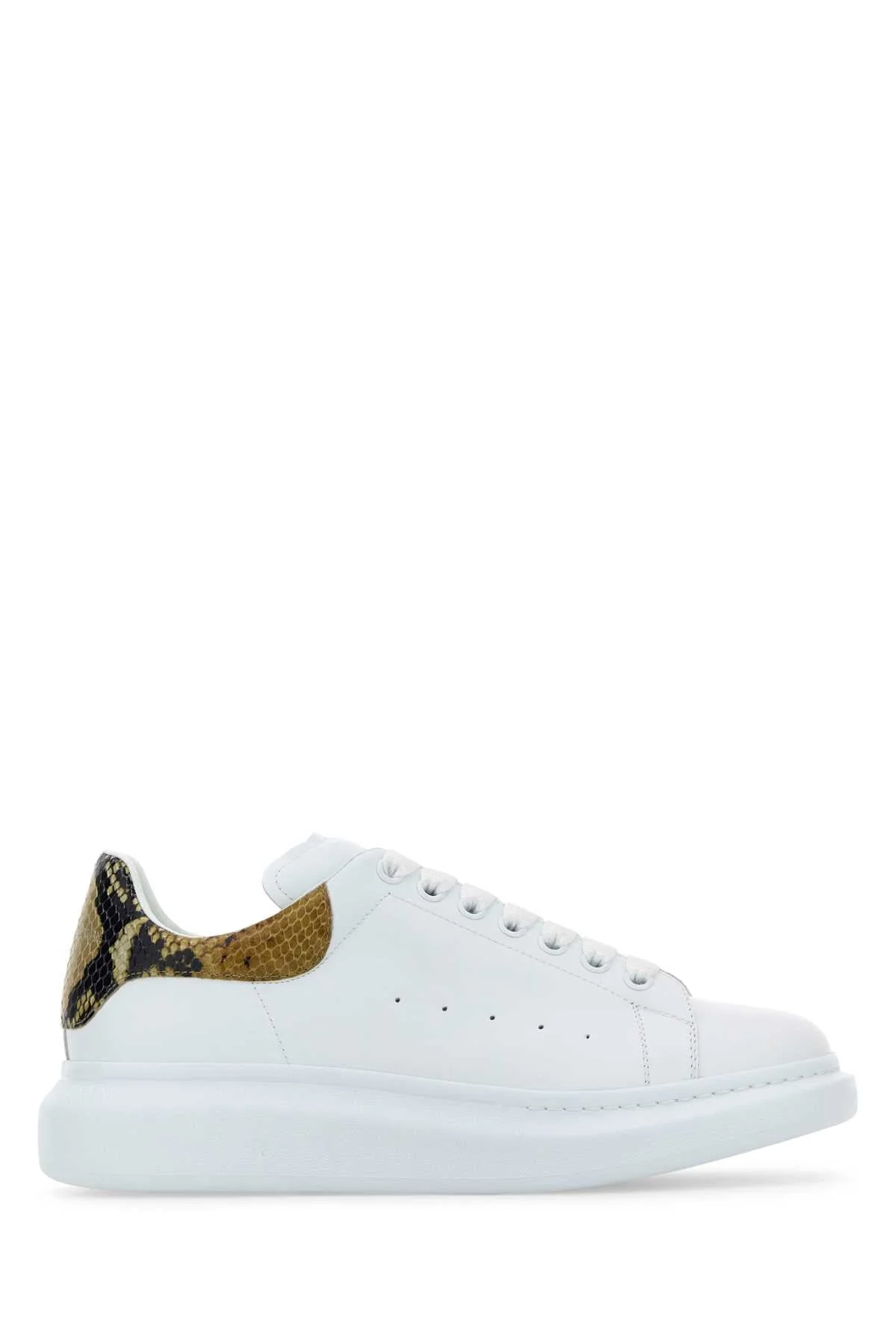 Alexander Mcqueen Men White Leather Sneakers With Printed Leather Heel - 1