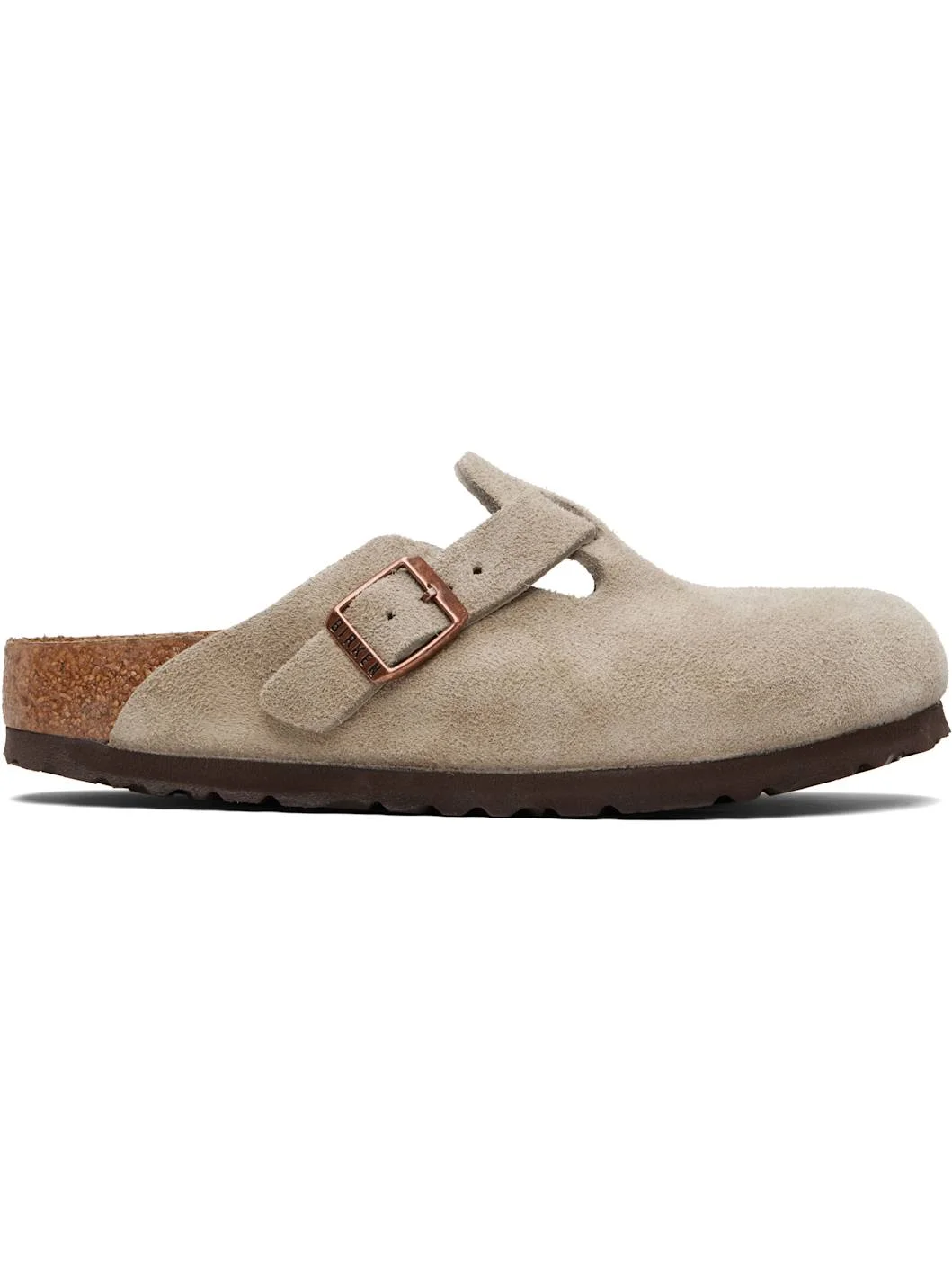 Taupe Regular Boston Soft Footbed Suede Leather Loafers - 1