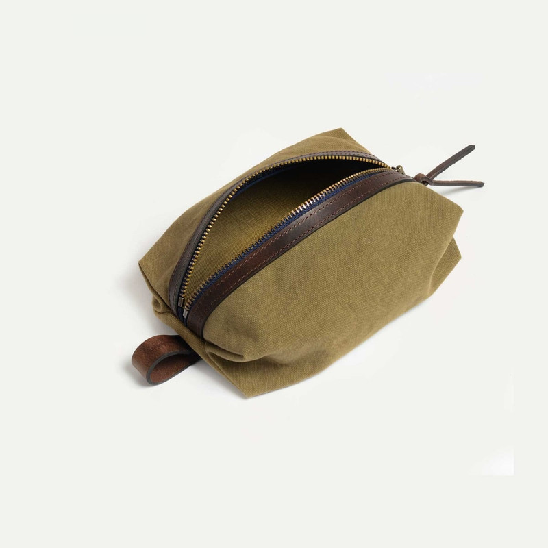 ZAZOU TOILETRY CASE - KHAKI US STONEWASHED 3