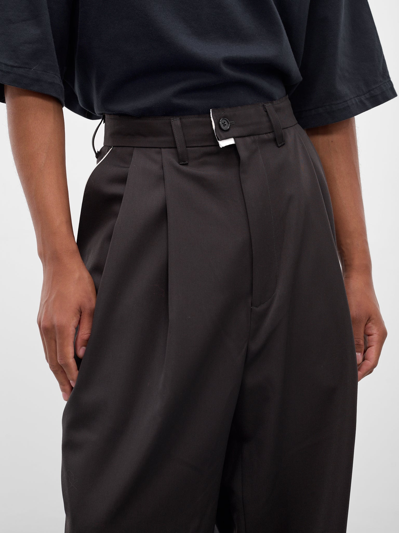 Black Baggy Wool Suit Pants - 4