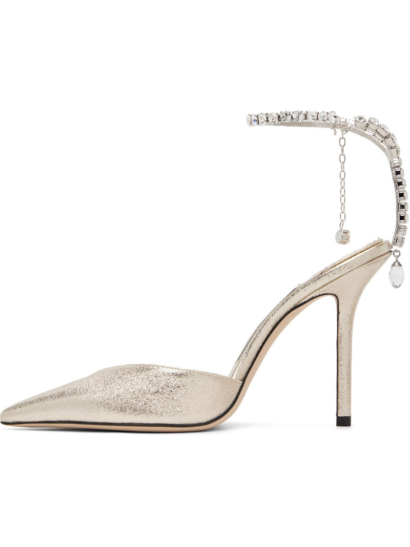 JIMMY CHOO Gold Saeda 100 Heels outlook