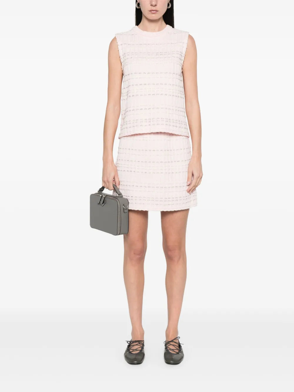 Seersucker Knit Tweed Jacquard Shell Top Women - 2