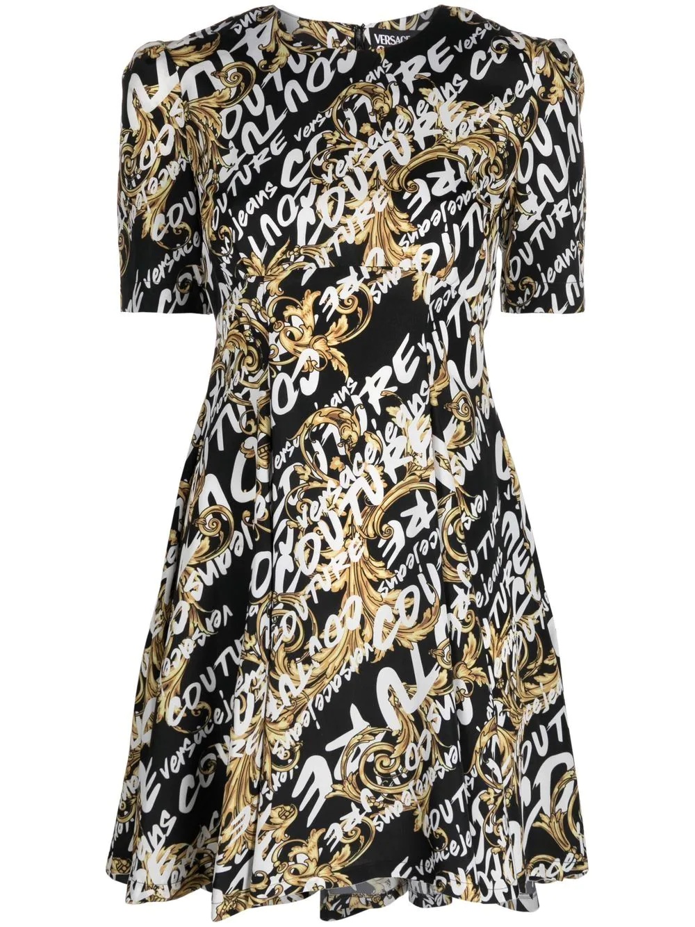 logo-baroque print dress - 1