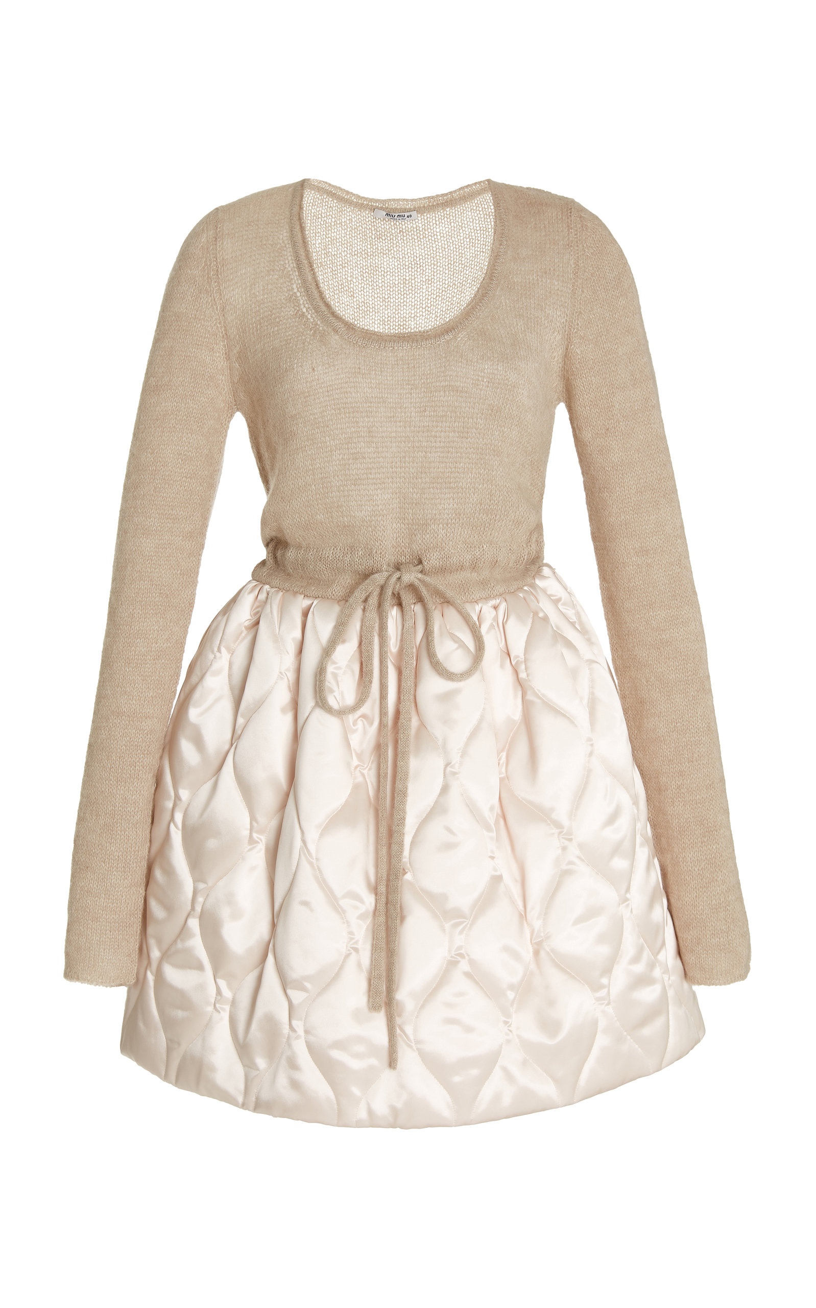 ワンピース MiuMiu Mohair canvas dress Miu Miu Quilted Nylon and Mohair-Blend Mini Dress neutral