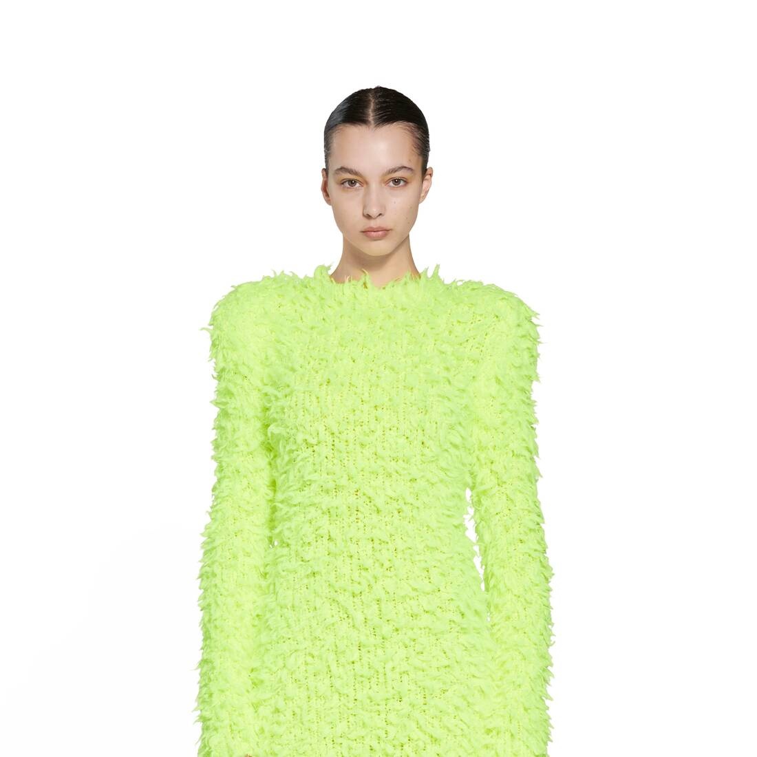 Women's Fluffy Maxi Dress in Fluo Yellow - 5