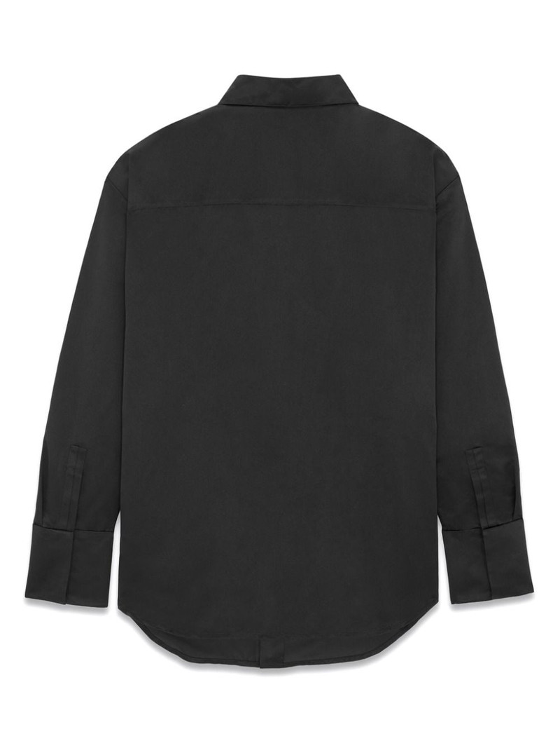 SAINT LAURENT long-sleeved silk-satin shirt outlook