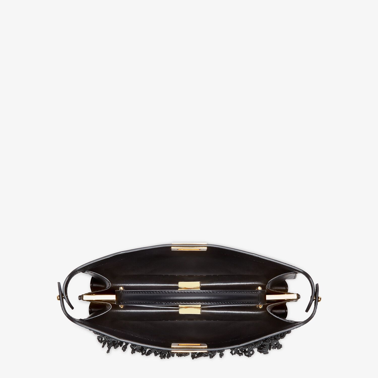 Black leather bag with fringes - 5