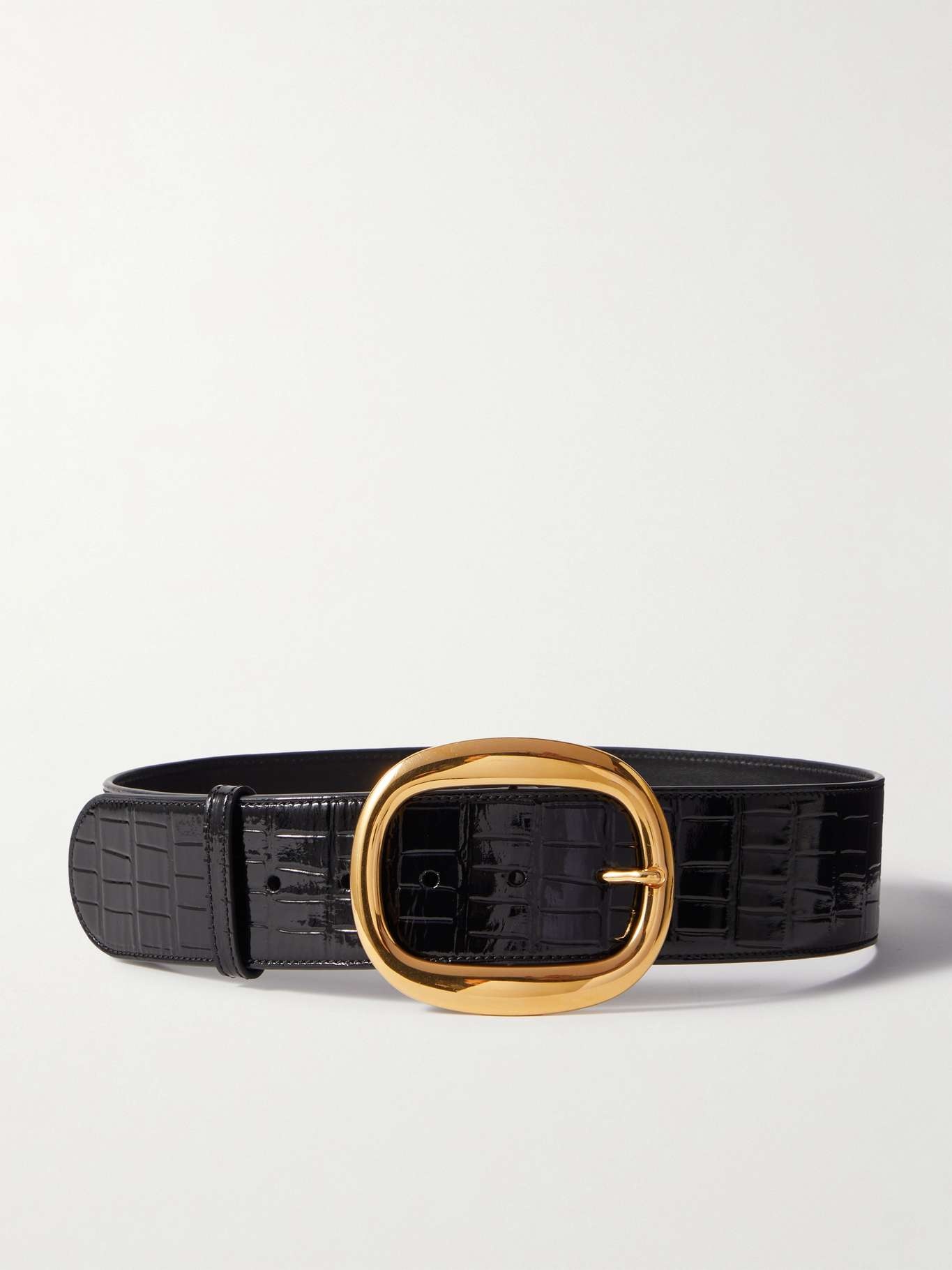 【Tom Ford】ロゴ croc-effect patentレザーベルト TOM FORD Croc-effect patent-leather belt | netaporter