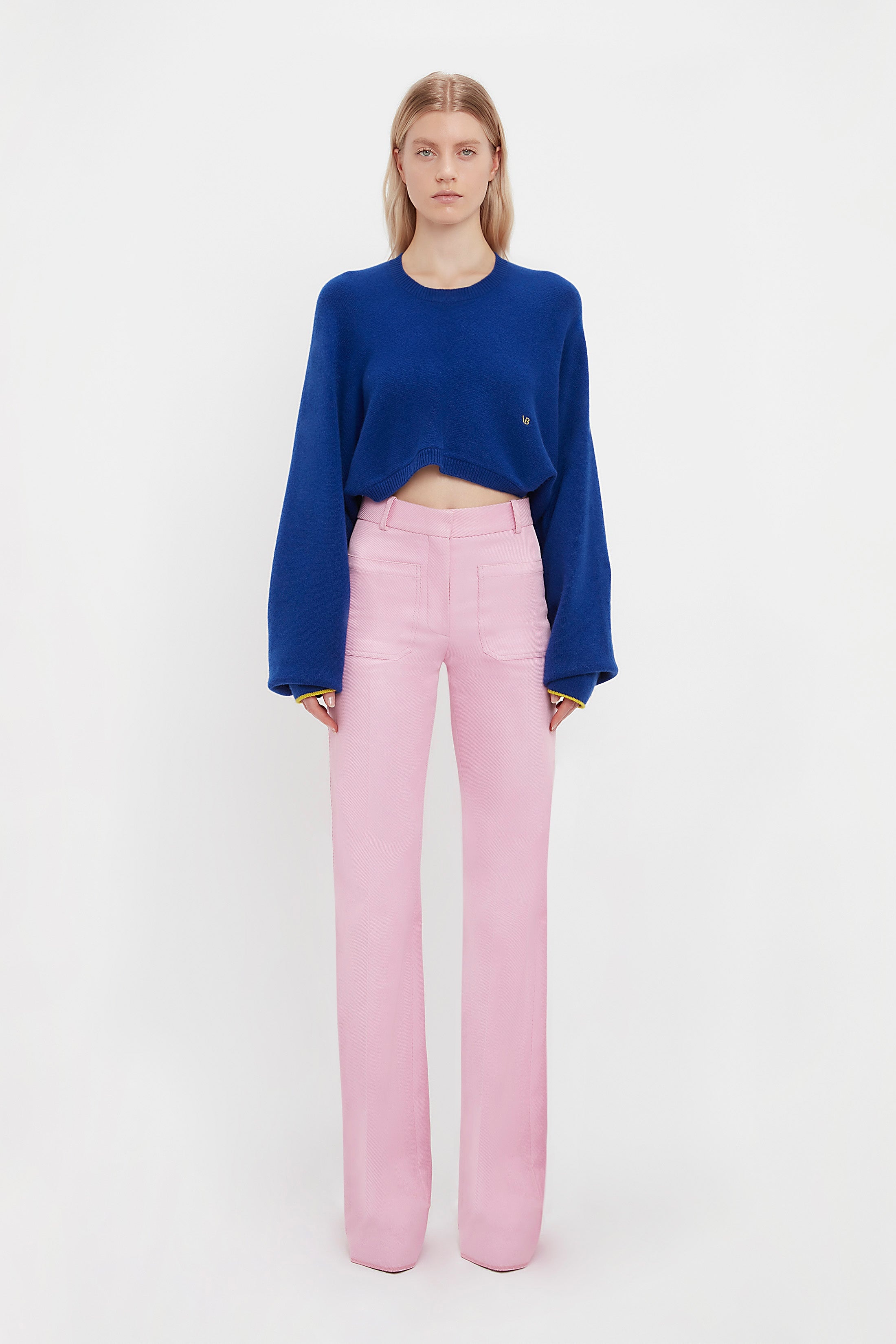 Asymmetric Cropped Jumper In Cobalt - 2