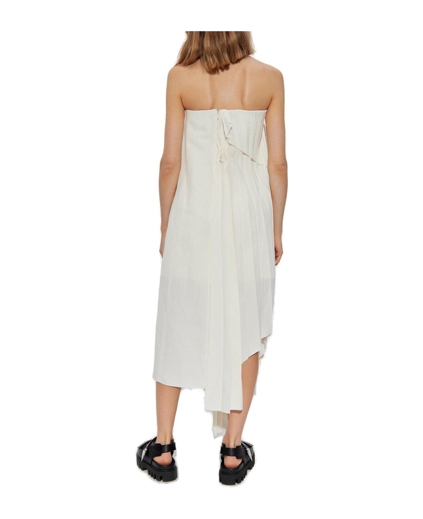 Pleated Off-shoulder Dress - 3