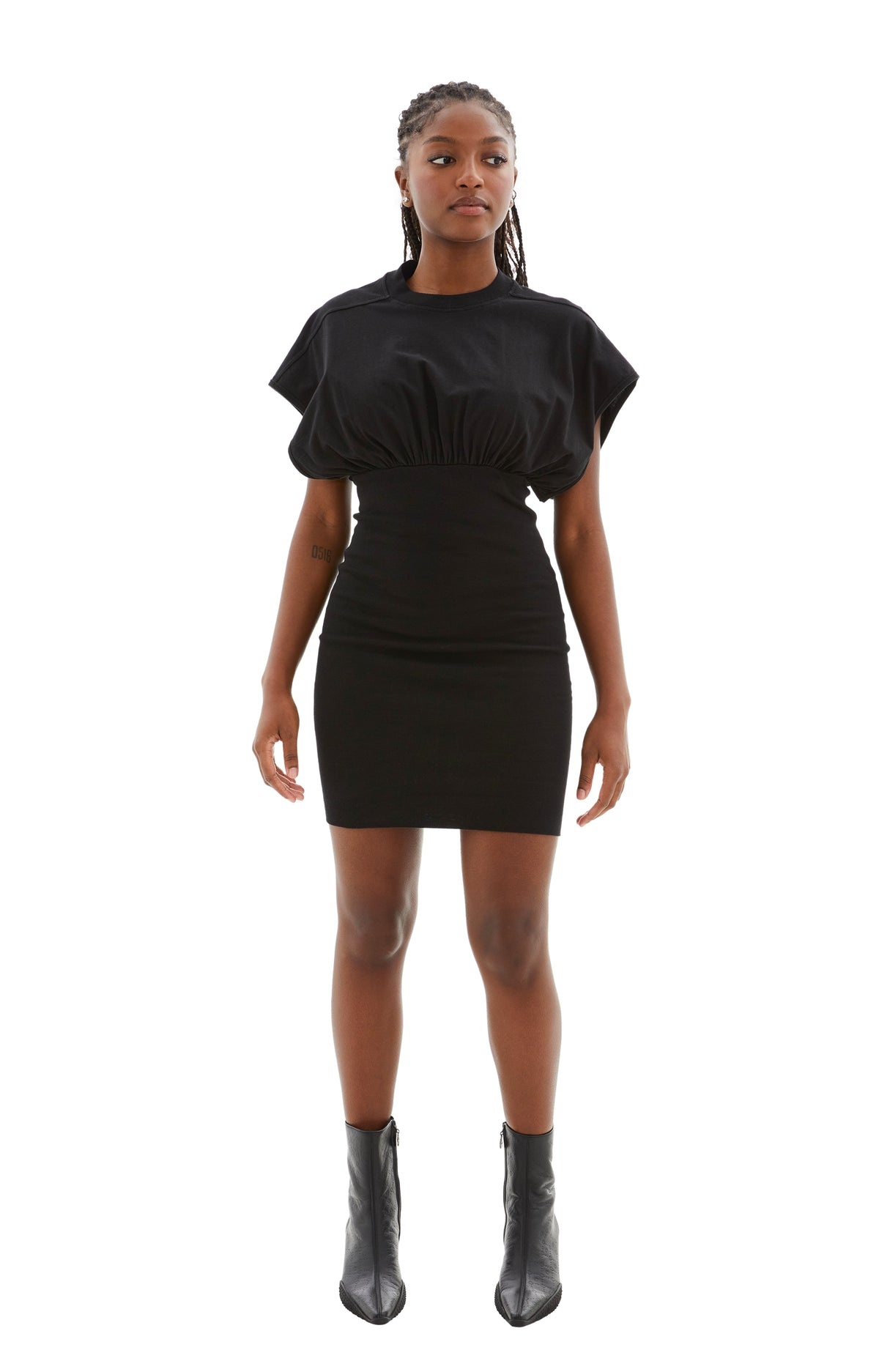 【RICK OWENS】☆DRKSHDW Cinched  Mini Dress☆ Rick Owens DRKSHDW Cinched SL Tommy Mini Dress - Faded Pink