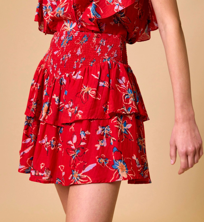 Cleobella ARDEN MINI SKIRT | FIORE ROSSO outlook