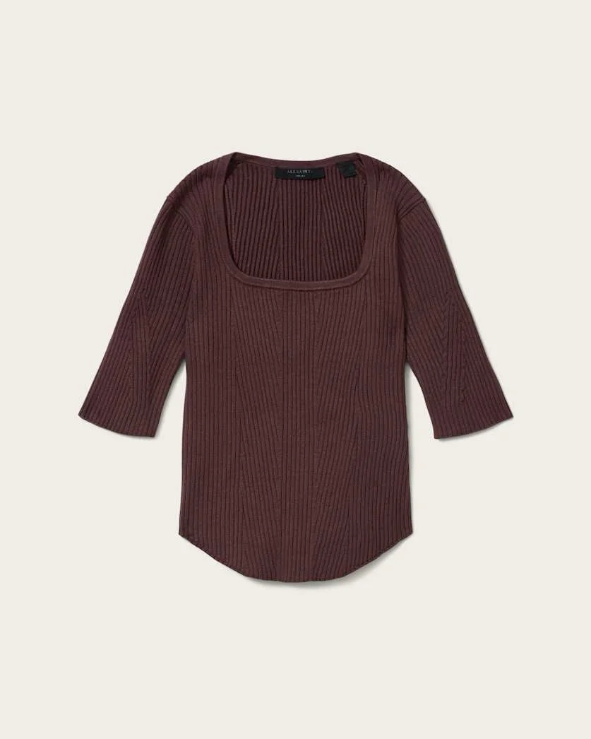 CRUZ HALLY RIBBED KNIT TOP - 1