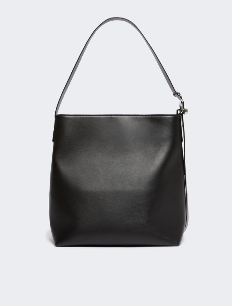 Leather S-buckle shopper bag - black 3