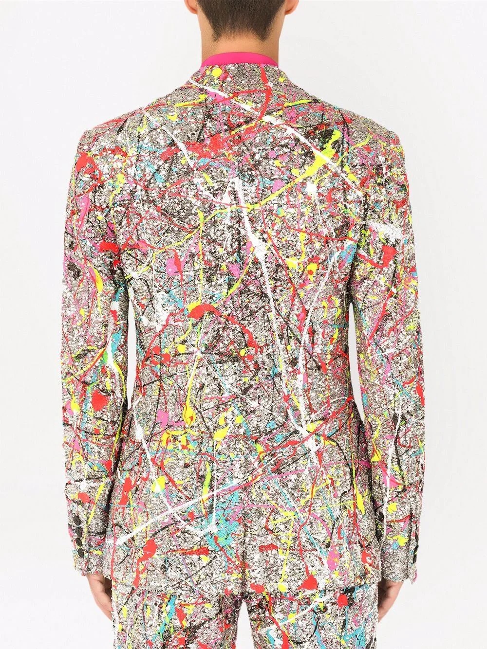 paint splatter single-breasted blazer - 4