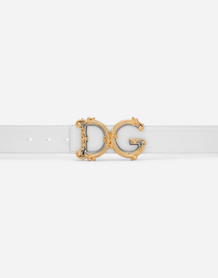 Leather belt with baroque DG logo - 3
