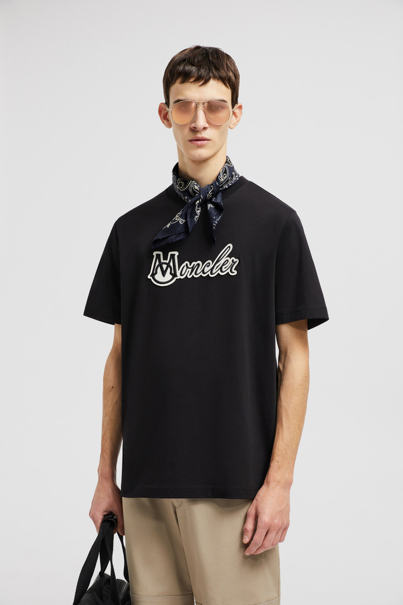 Moncler Embroidered Varsity Logo Cotton T-shirt outlook