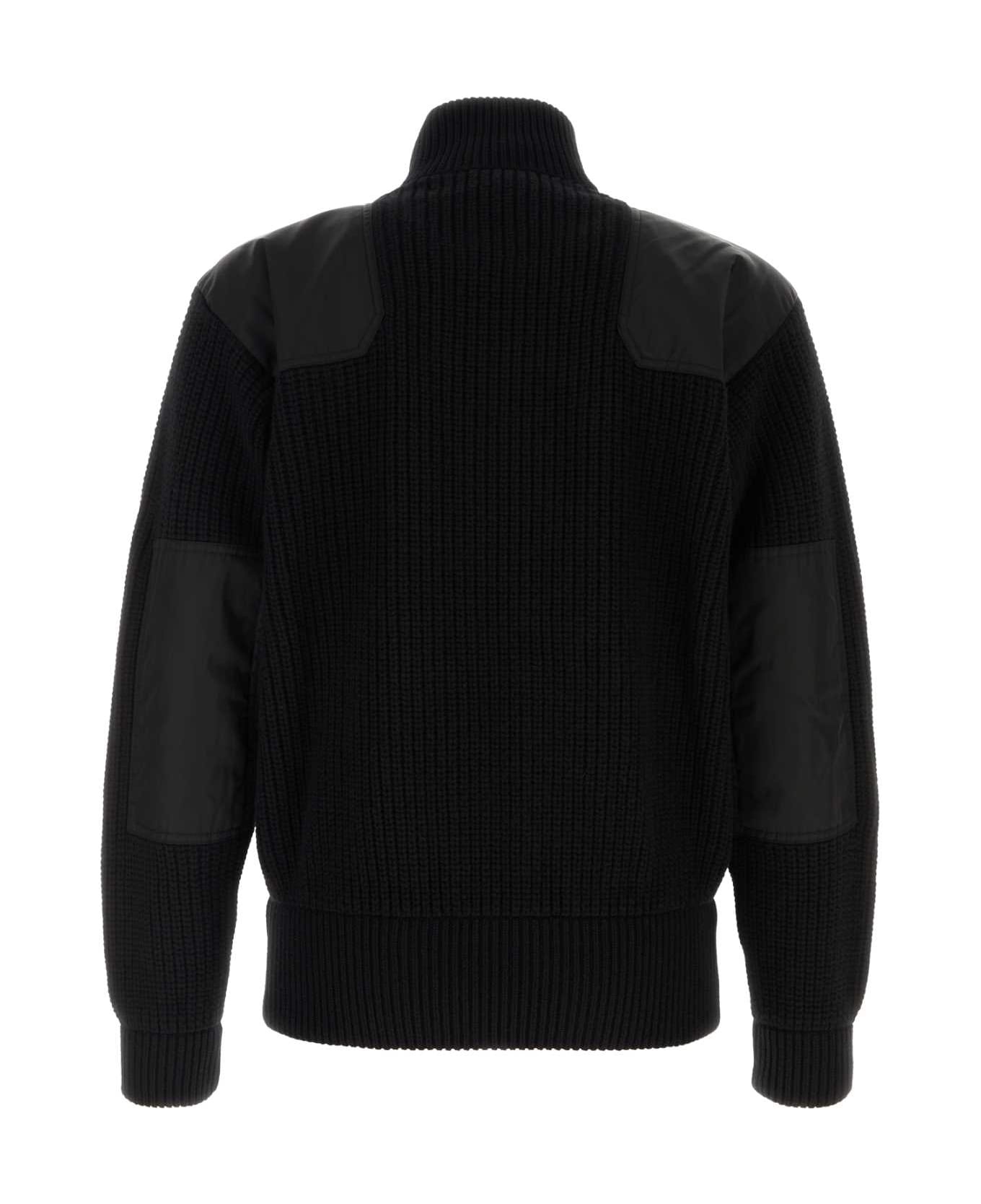 Black Wool Blend Cardigan - 2