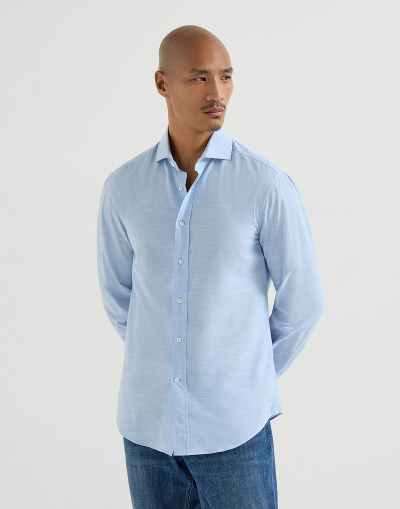 Lightweight Oxford slim fit shirt with spread collar 4