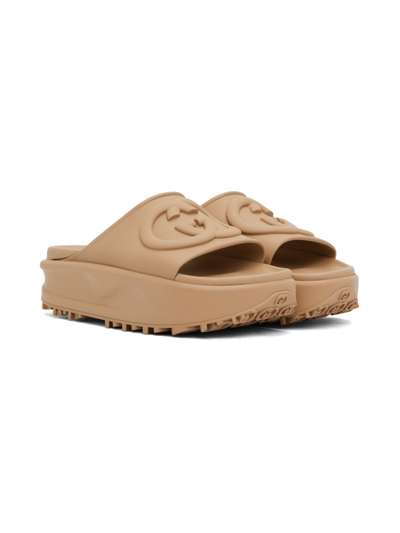 Beige Interlocking G Sandals 4