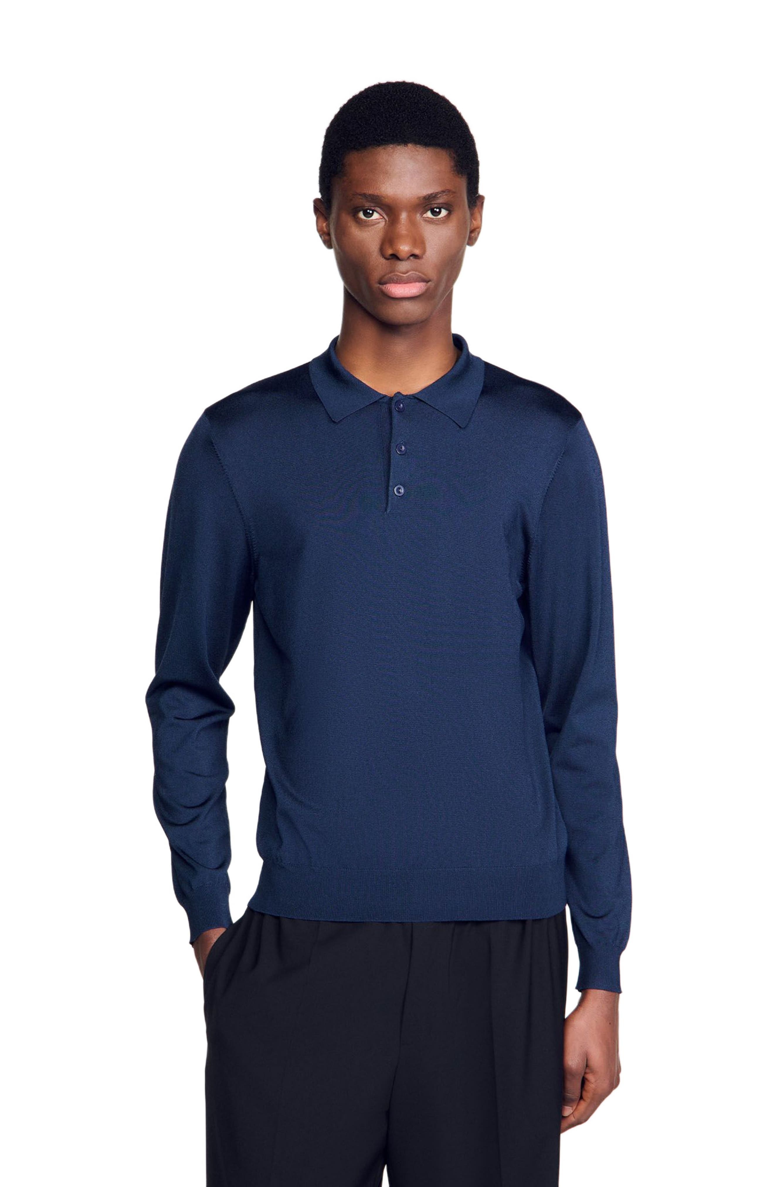 SANDRO Ribbed polo shirt in Royal Blue at Nordstrom - 4
