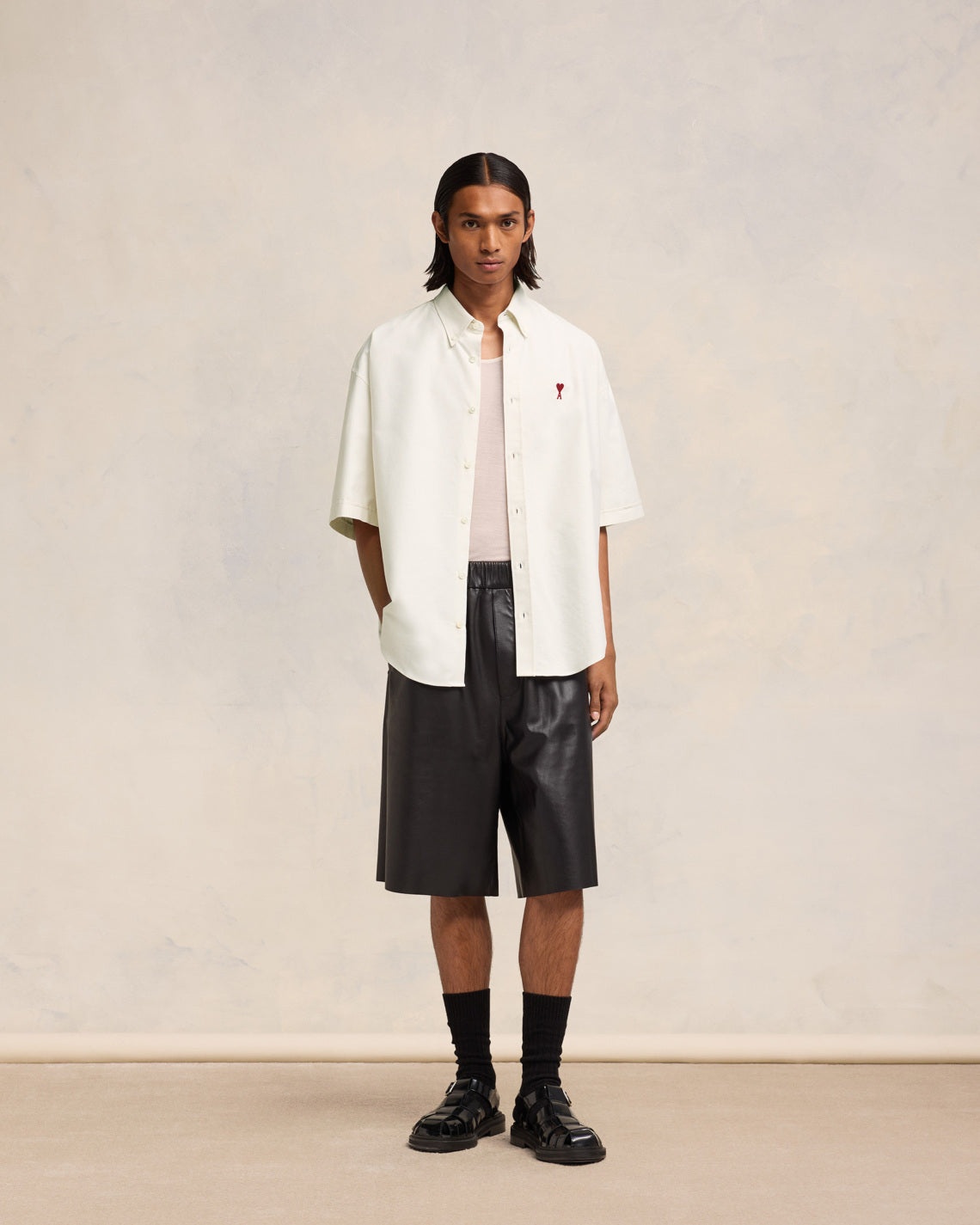 AMI｜SHORT-SLEEVED SHIRTS (HSH203 CO0029 475) AMI PARIS - Short sleeve cotton shirt Light Blue - The Corner