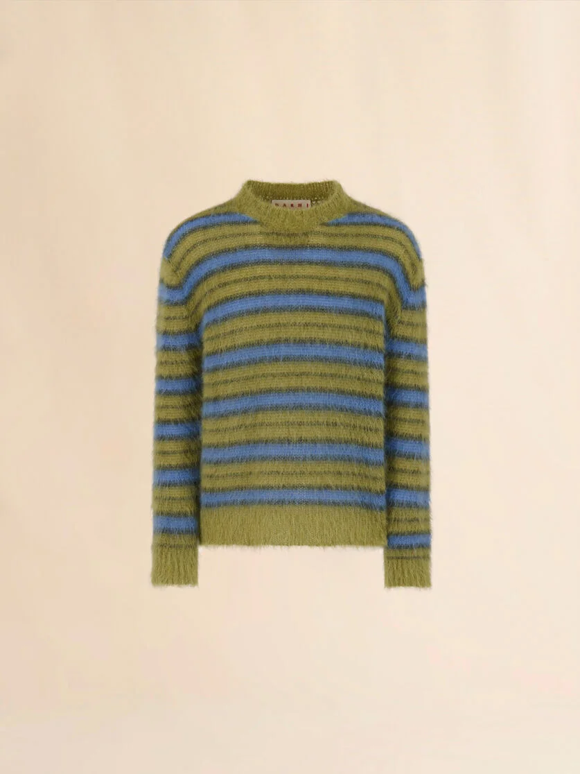 GREEN STRIPED MOHAIR SWEATER - 1