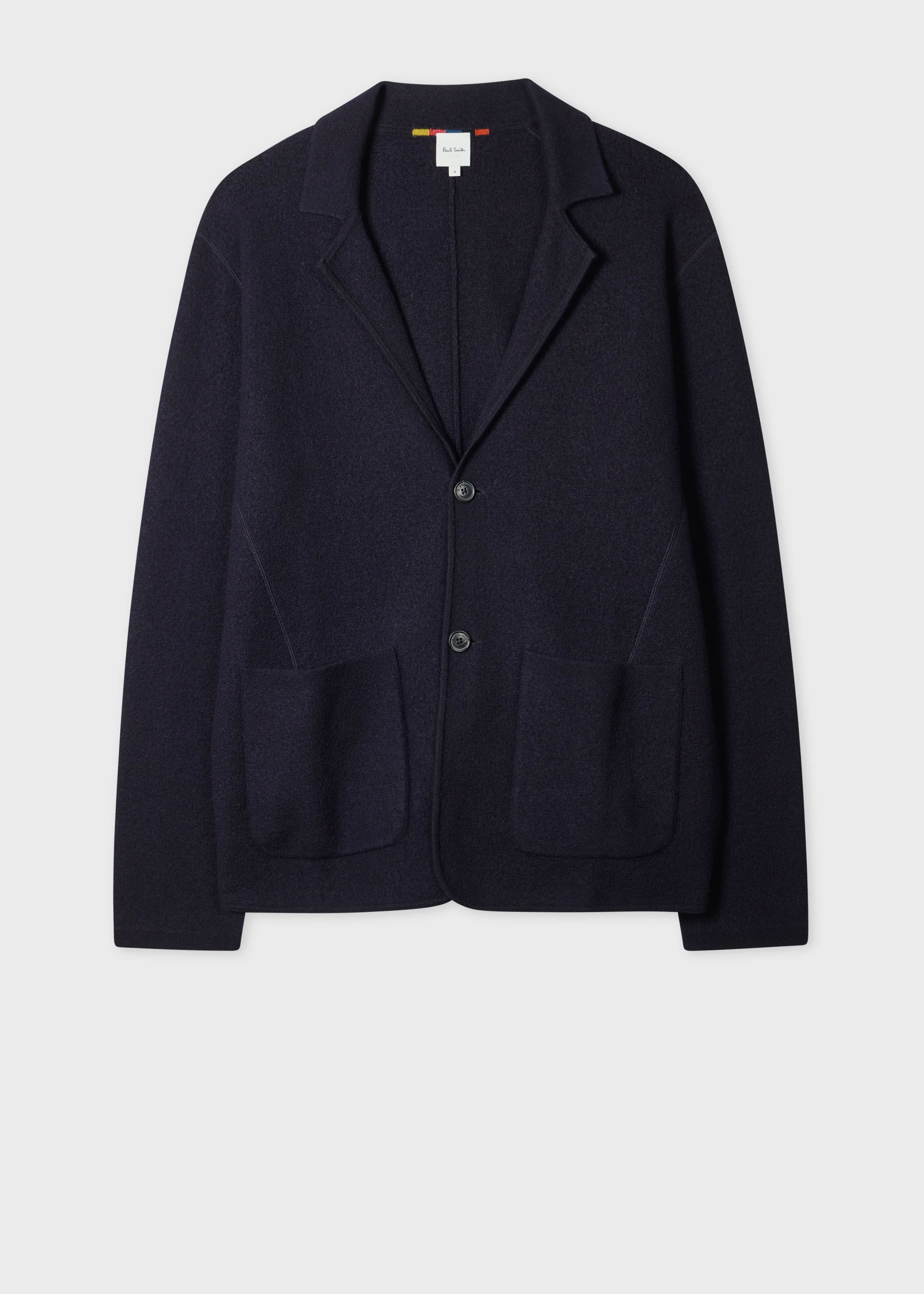 Navy Merino Wool Knitted Cardigan Blazer - 1