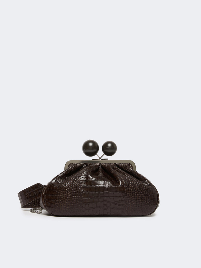 ALISSO Medium crocodile-print leather Pasticcino Bag - DARK BROWN 1