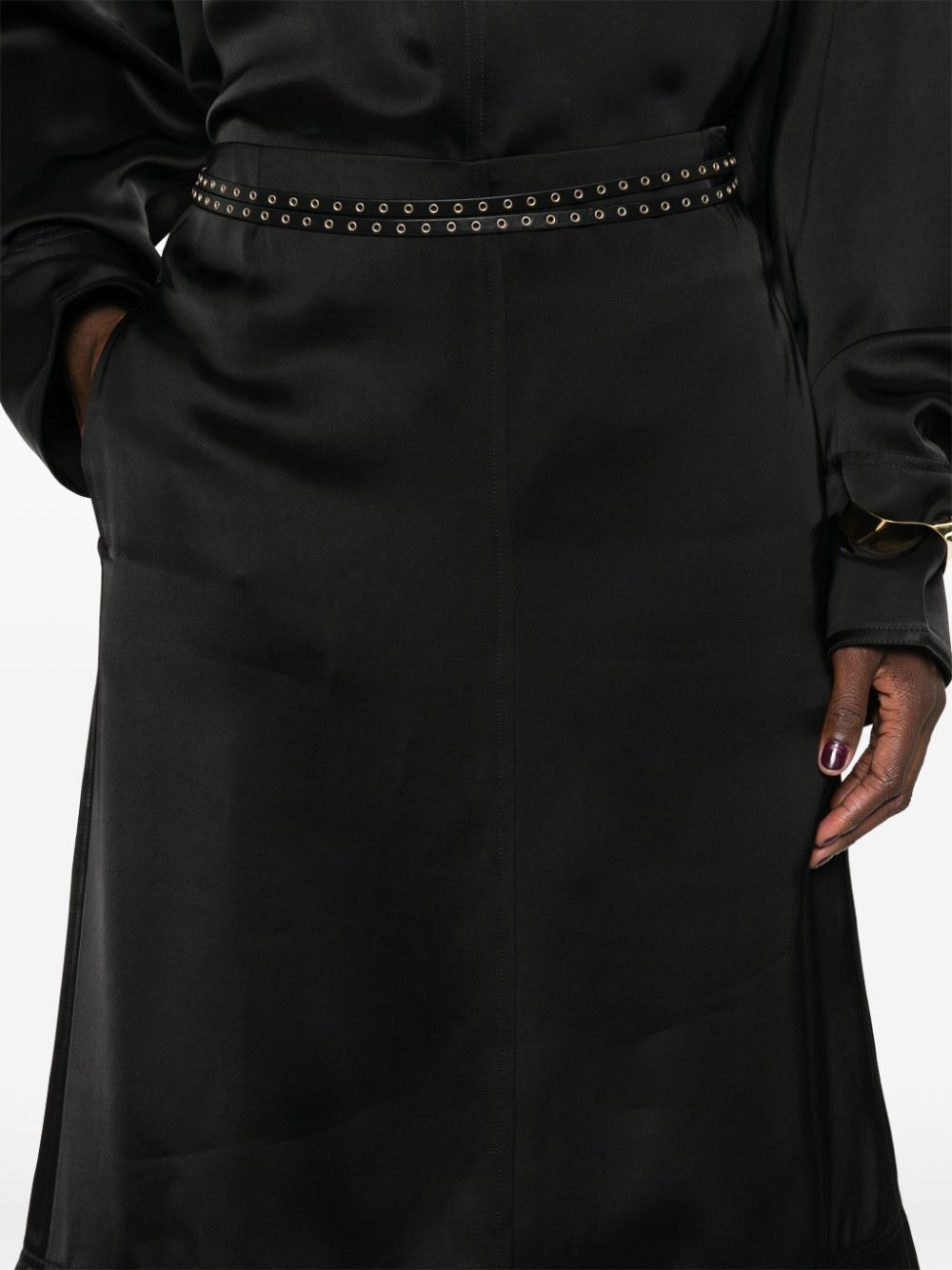 panelled satin midi skirt - 5