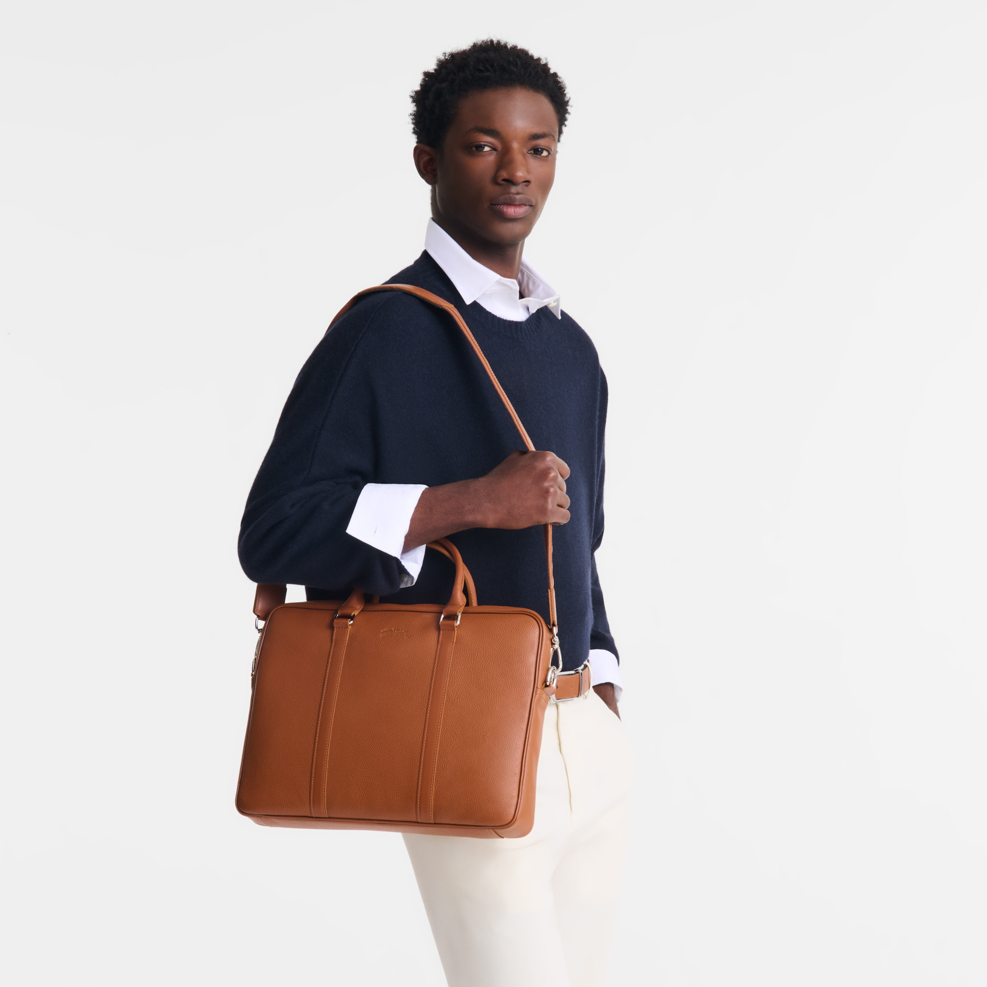 Le Foulonné XS Briefcase Caramel - Leather - 2