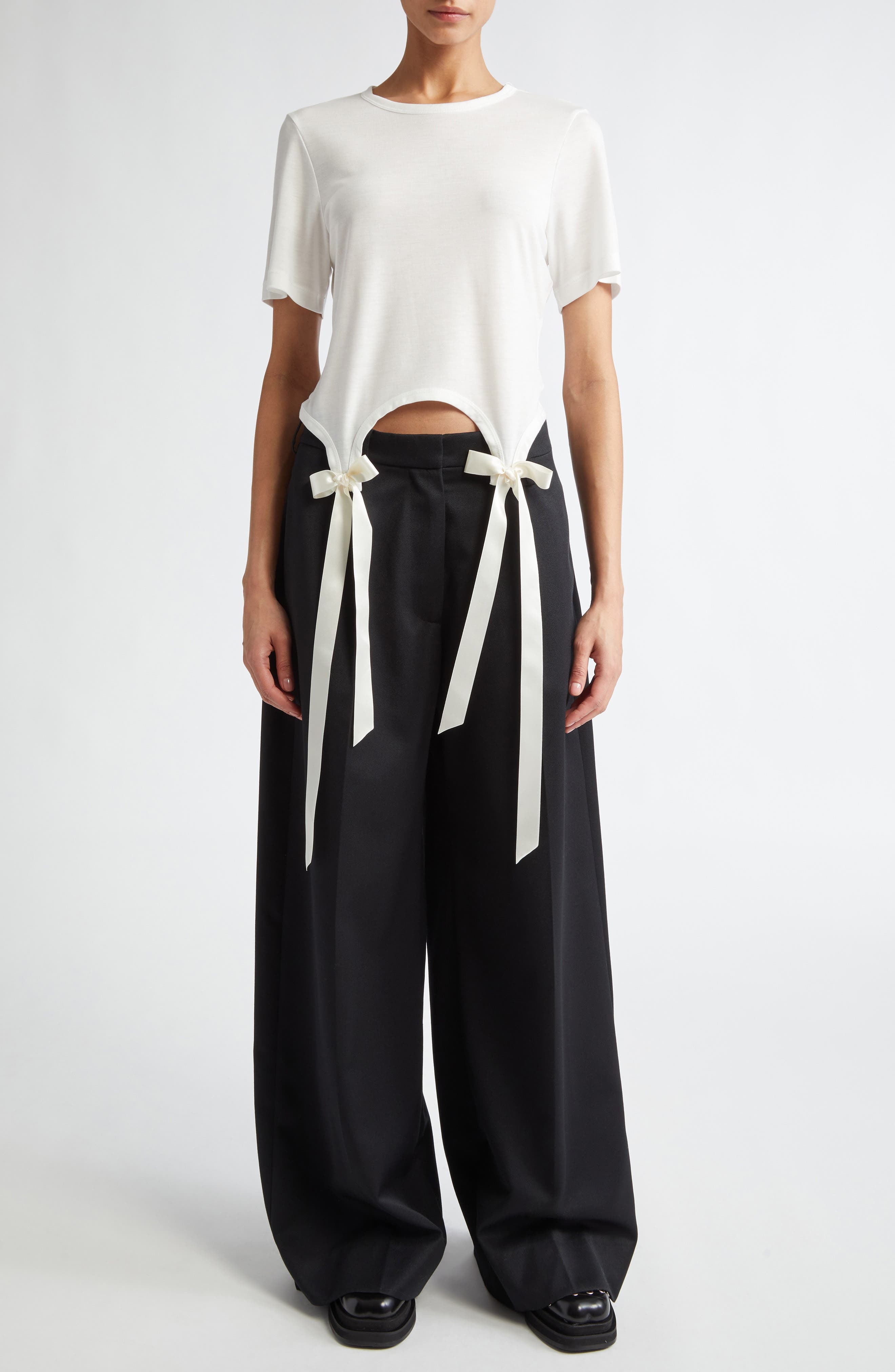 Simone Rocha Easy Bow Tails Cotton T-Shirt in Ivory at Nordstrom - 2