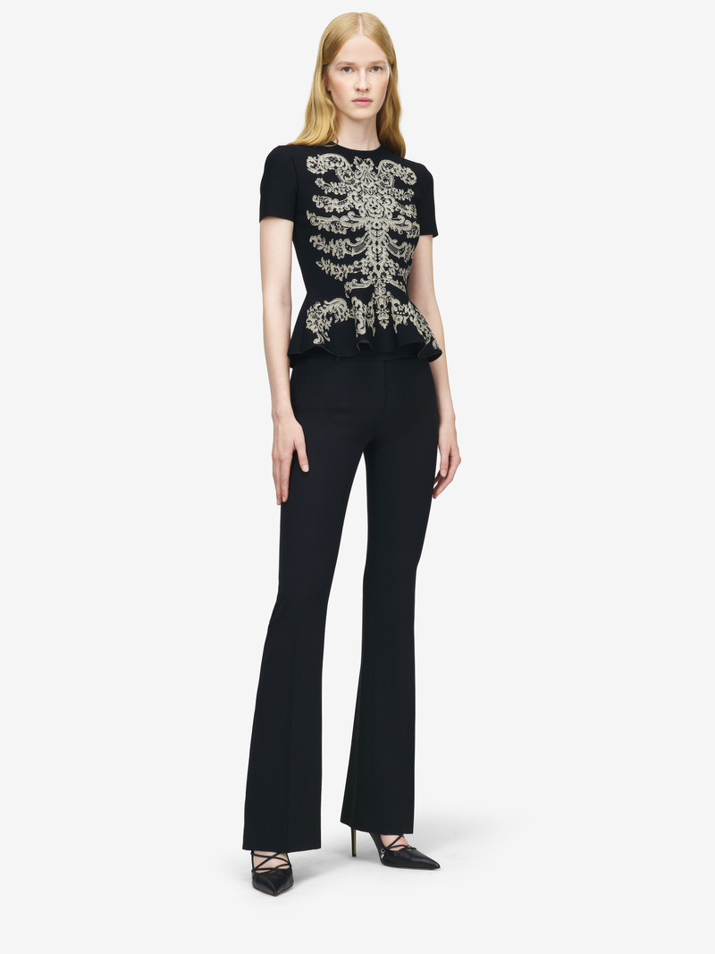Lace Ribcage Jacquard Peplum Top 3