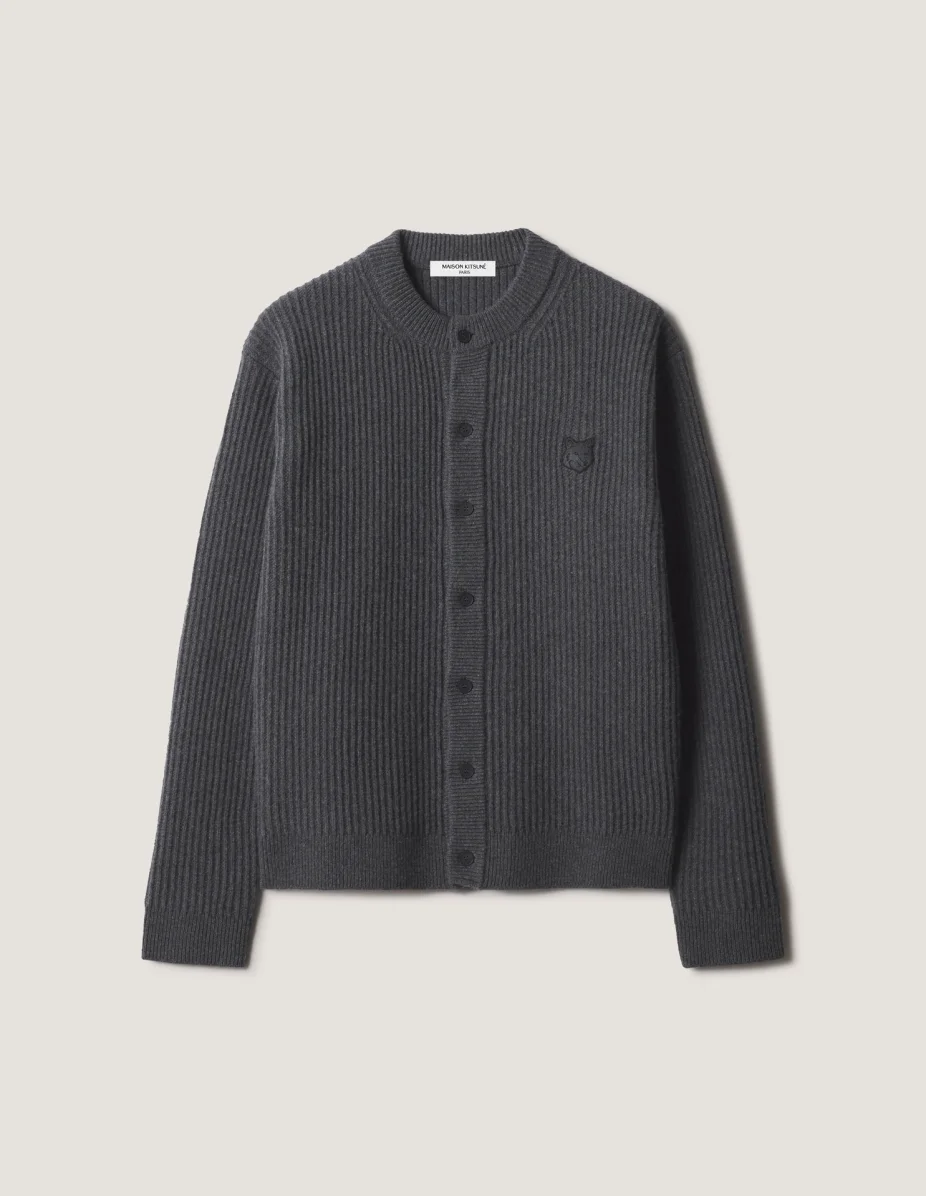 FOX HEAD RIBBED REGULAR CARDIGAN - 1