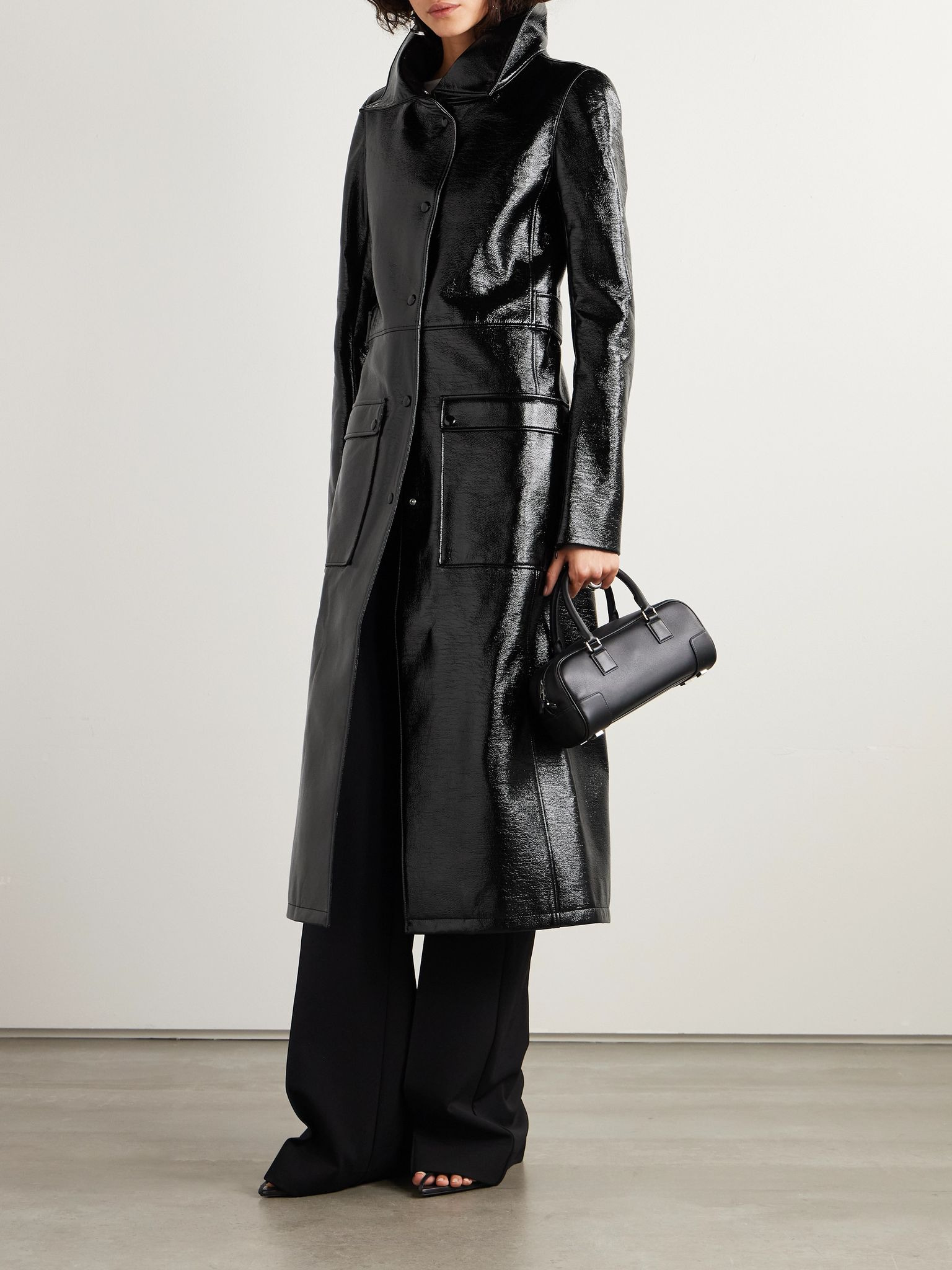 Heritage belted coated cotton-blend trench coat Black - 3