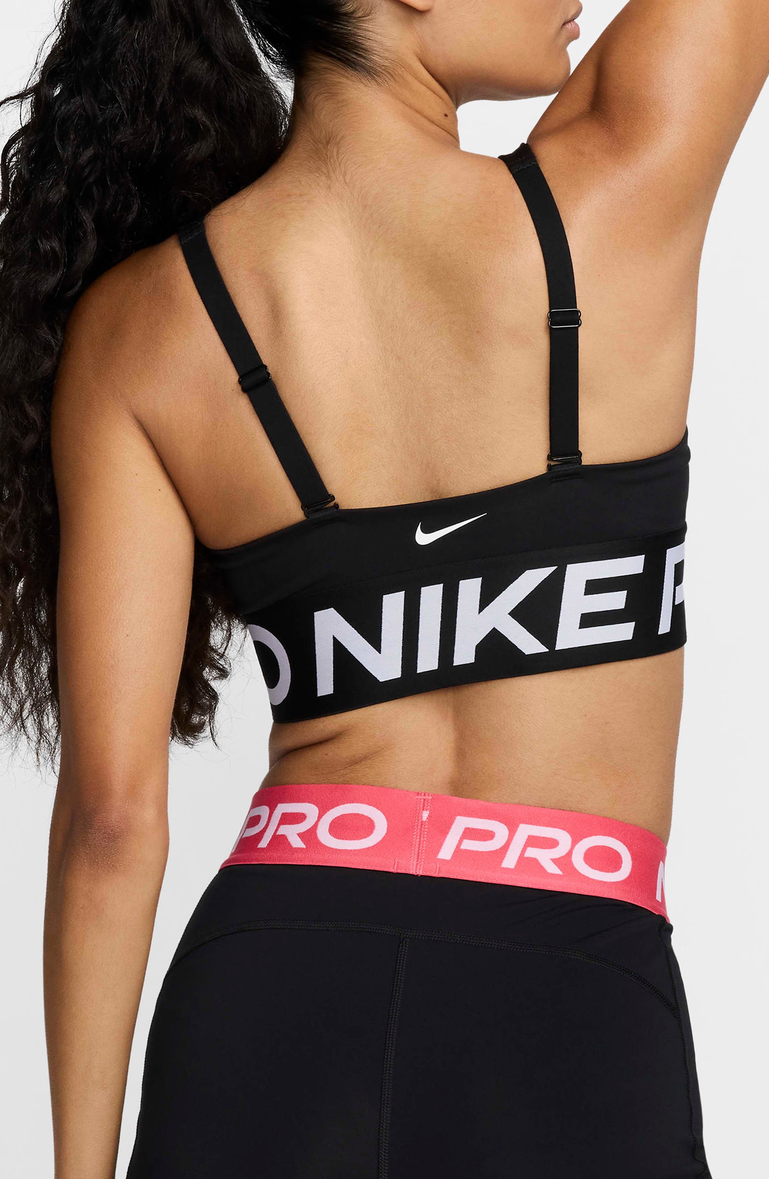 Nike Pro Indy Plunge Medium-Support Padded Sports Bra in Black/White/White at Nordstrom - 2