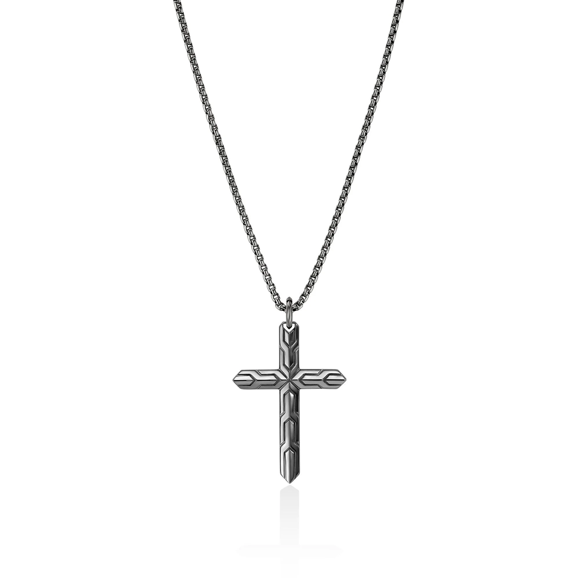 Icon 50 Cross Pendant Necklace, Dark Silver - 1