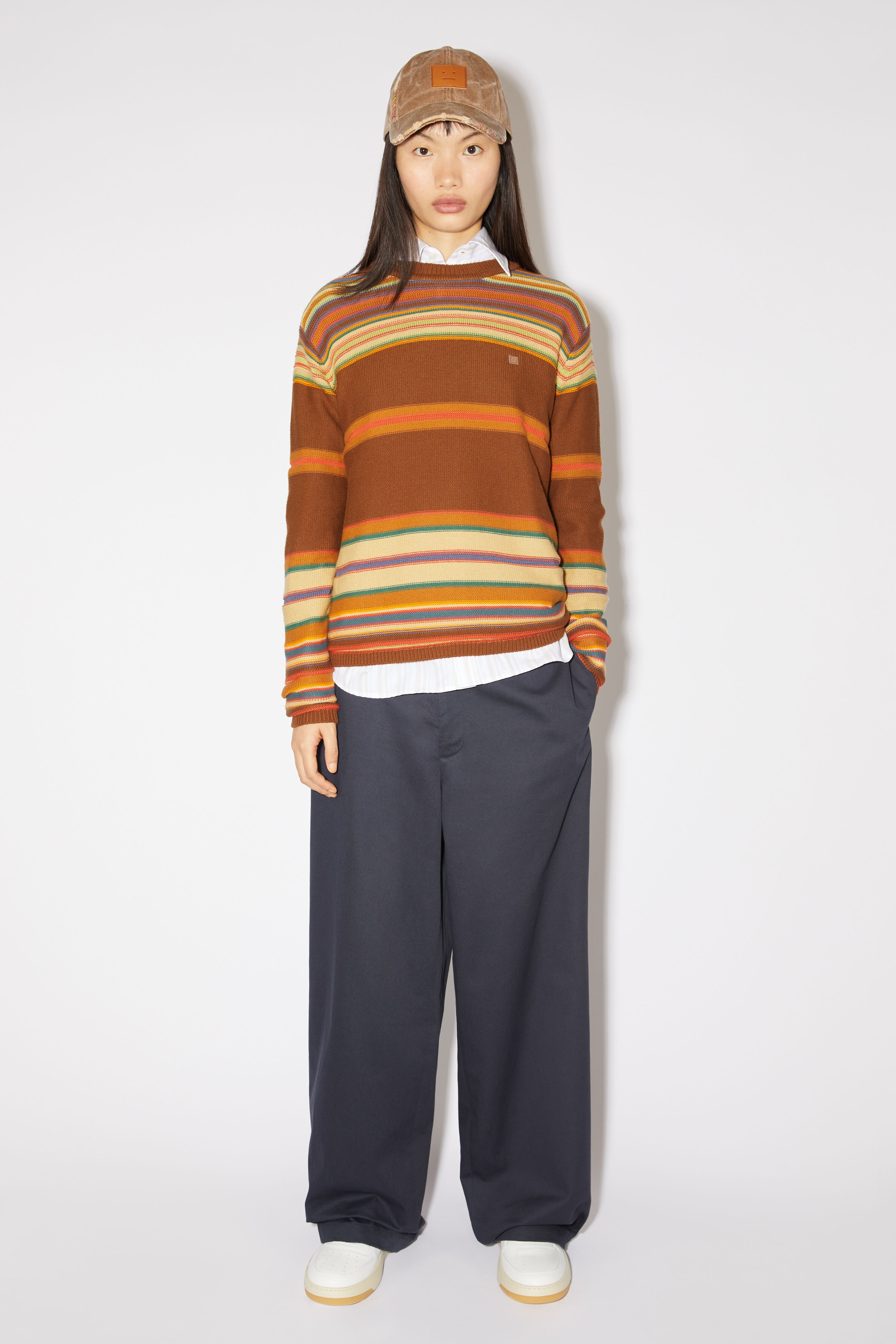 Crew neck knit jumper - Cinnamon brown/multi - 2