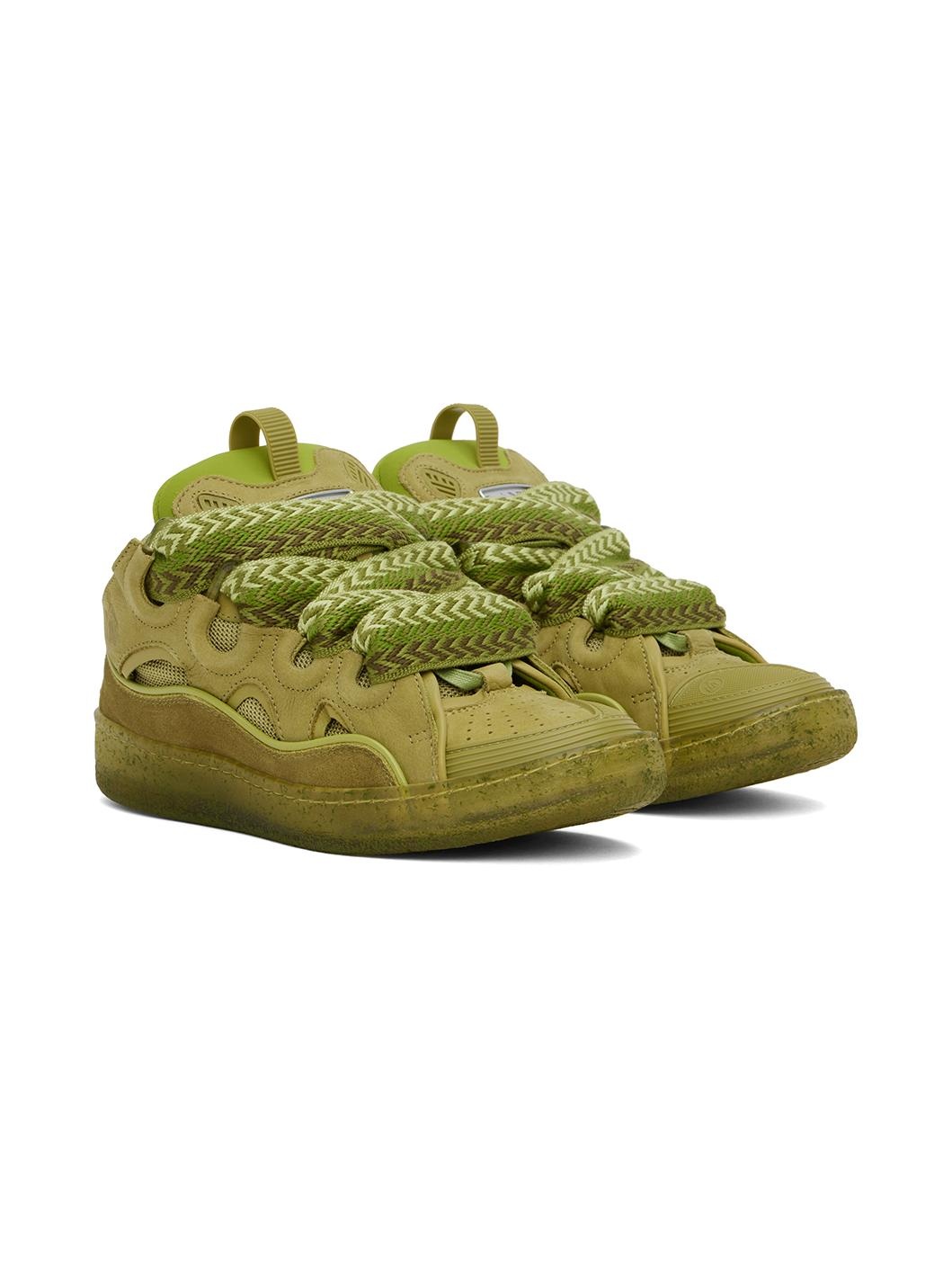 Green Leather Curb Sneakers - 4