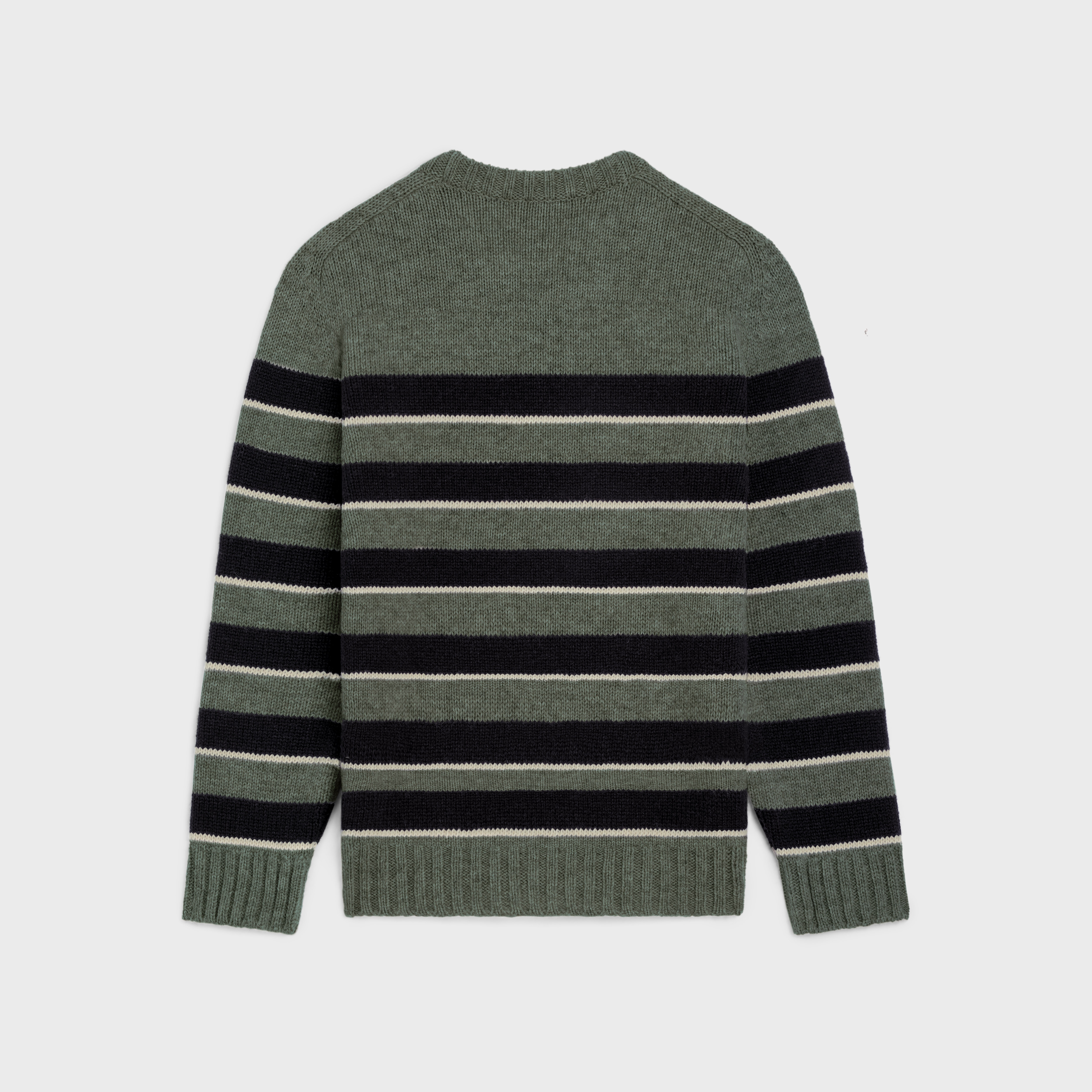 striped triomphe crew neck sweater in wool - 2