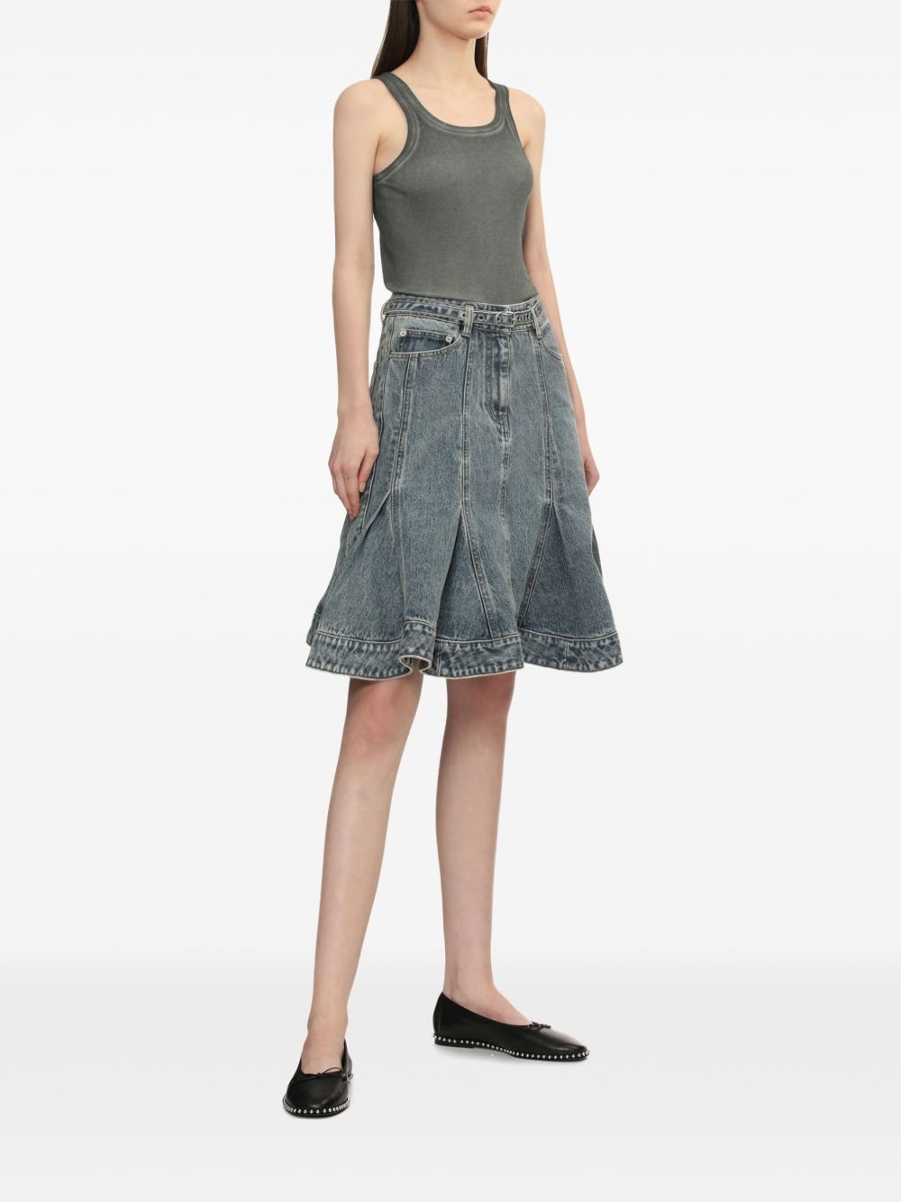 belted denim skirt - 2
