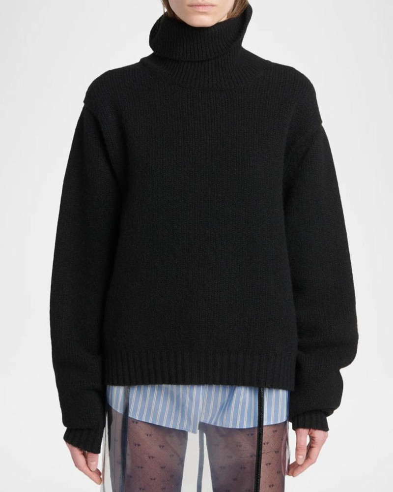 Wool-Cashmere-Mohair Chunky Knit Turtleneck Sweater 4