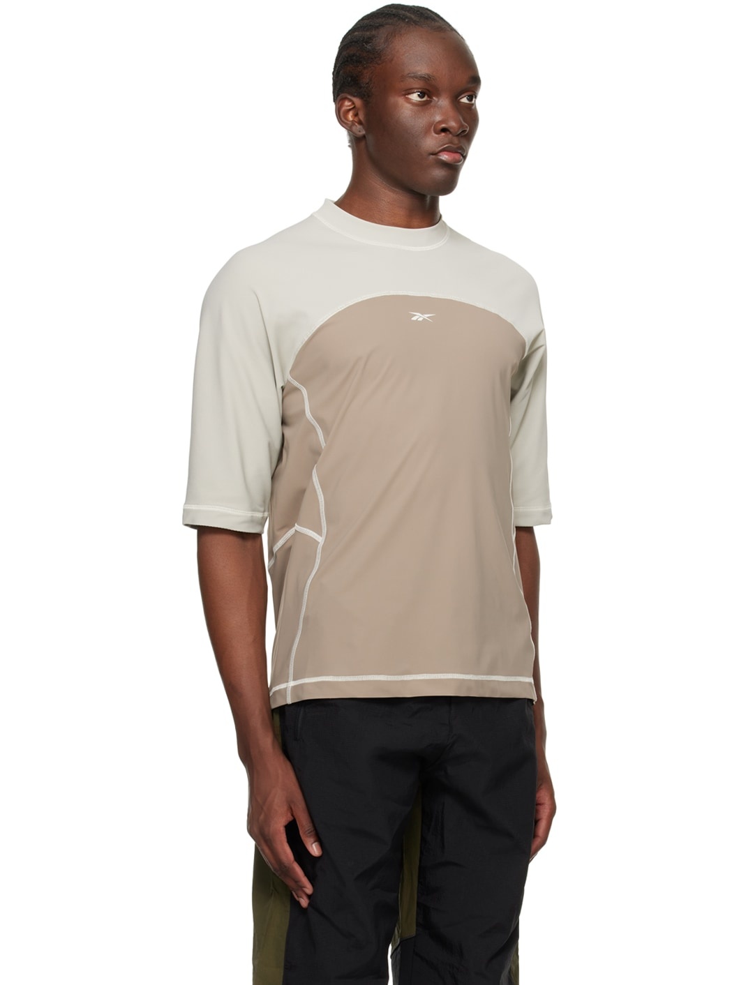 Beige Ribbed Training T-Shirt - 2