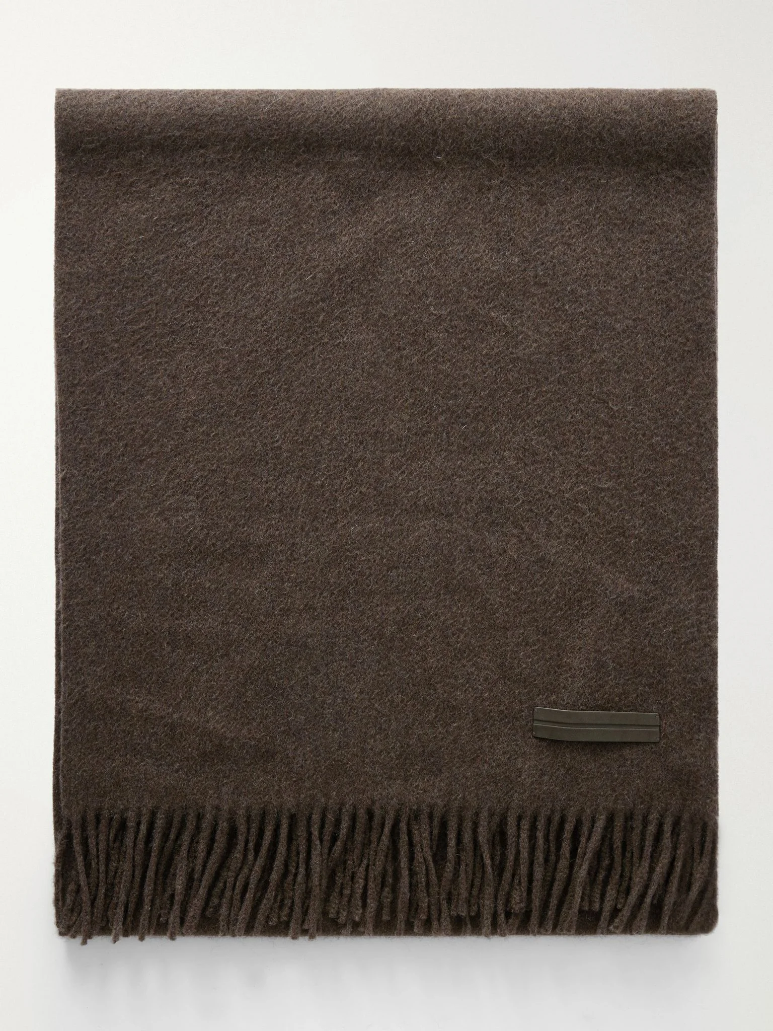 Oasi Fringed Cashmere Scarf Brown - 1
