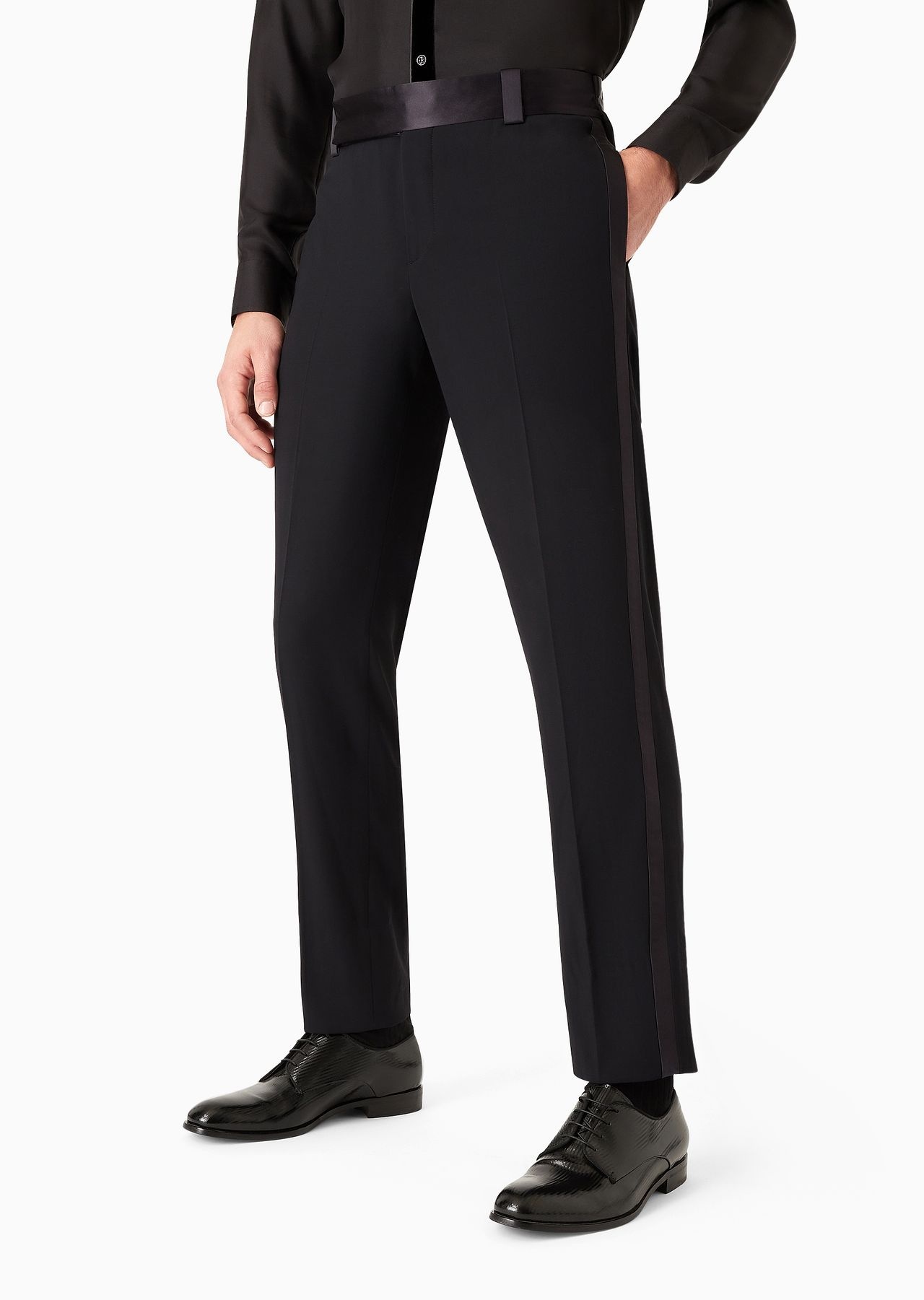 Giorgio’s wool-crêpe and satin trousers - 2