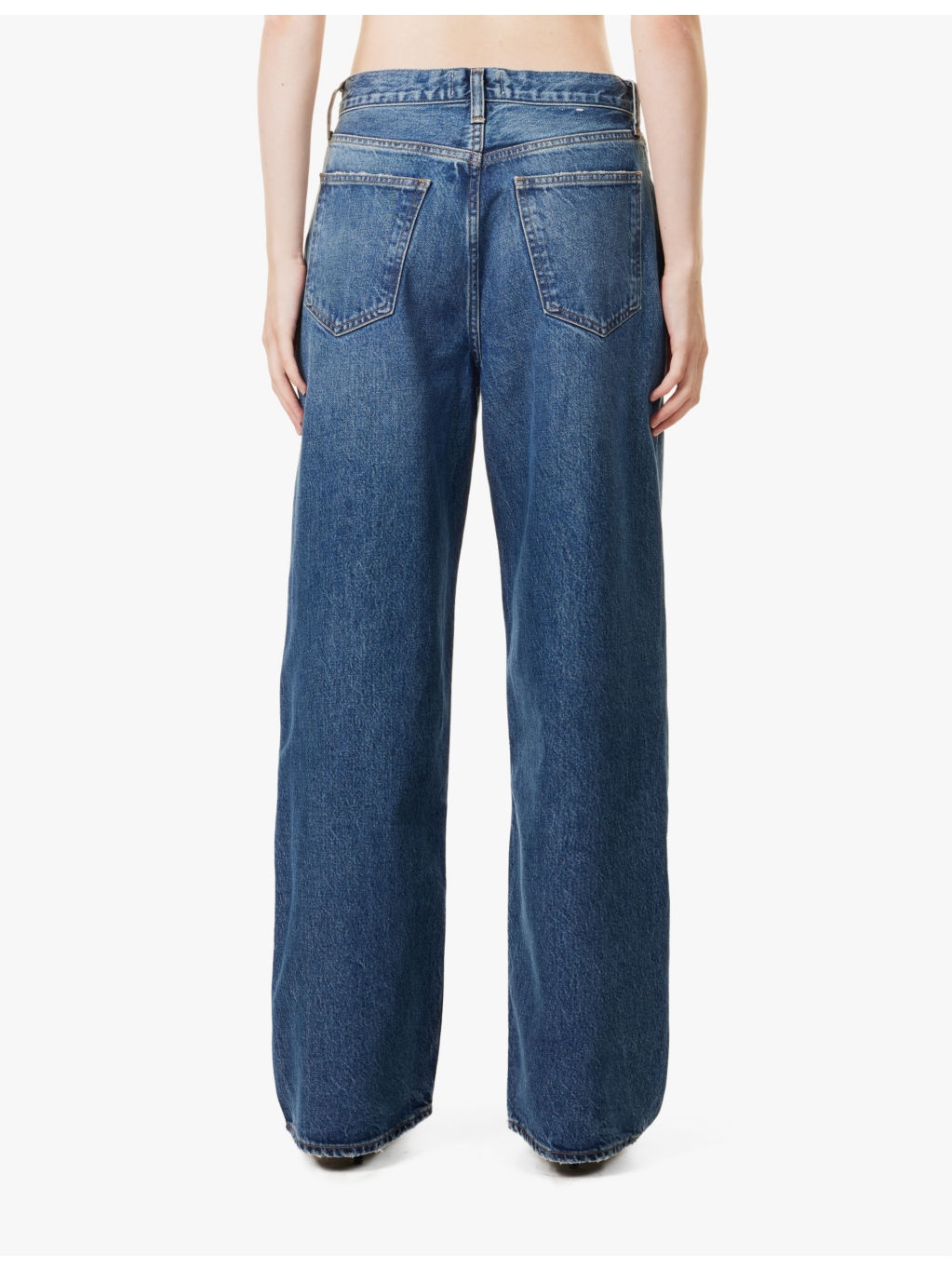 Slung Baggy five-pockets wide-leg high-rise organic-denim blend jeans - 4