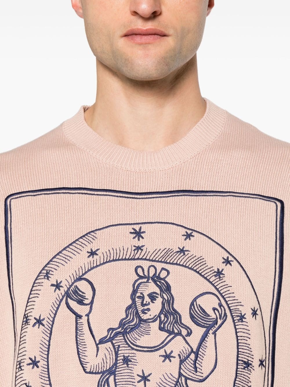 motif-embroidered cotton jumper - 5