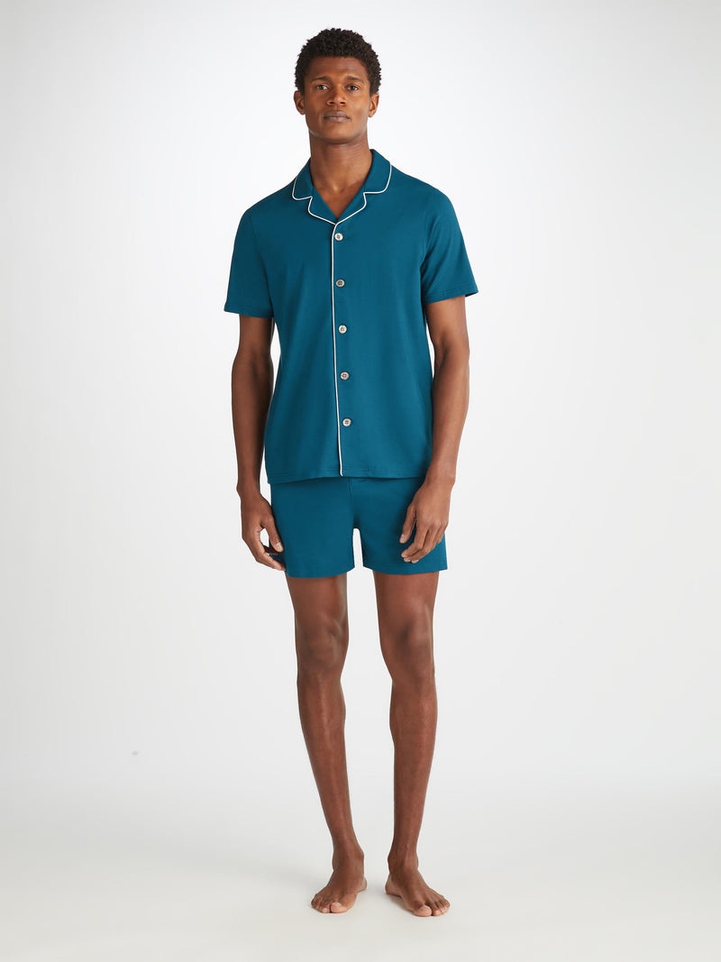 Men's Short Pajamas Basel Micro Modal Stretch Poseidon Blue - 3